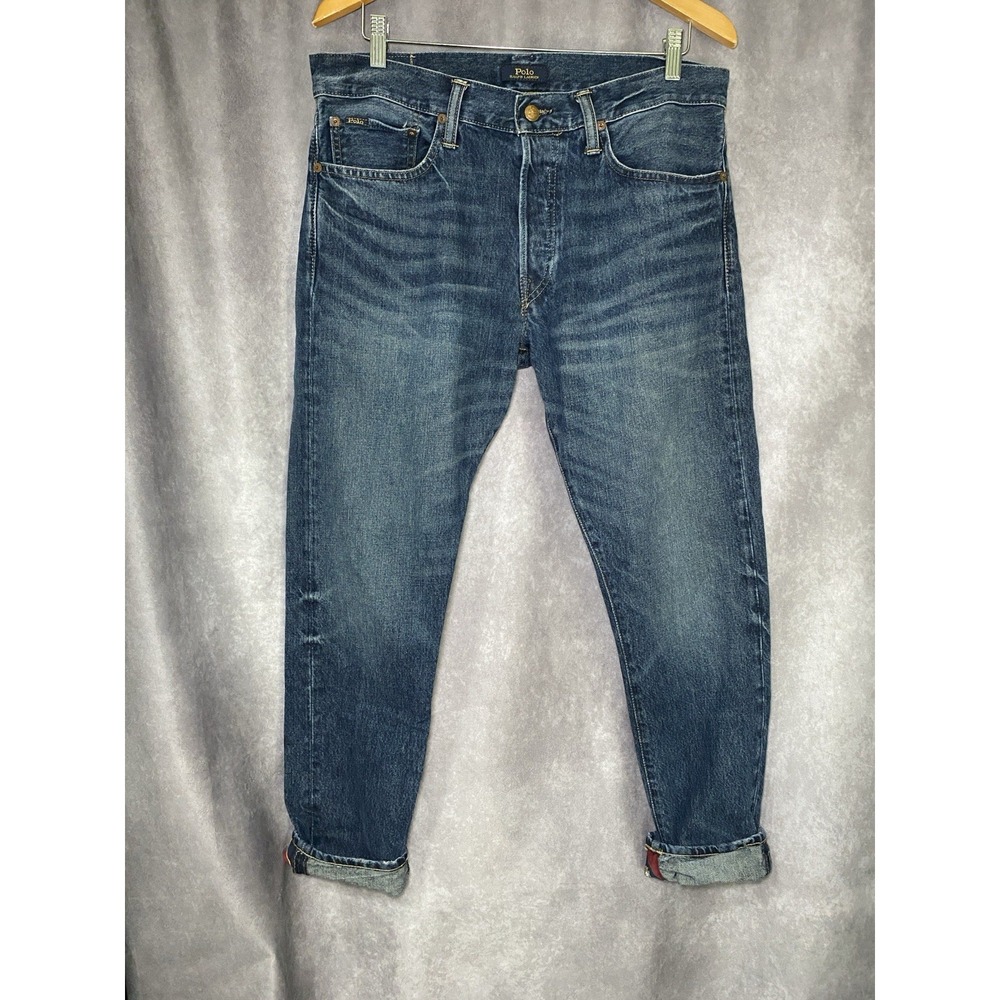 Polo Ralph Lauren Jeans Mens 33 Cropped Sullivan Slim Straight Button Fly Denim